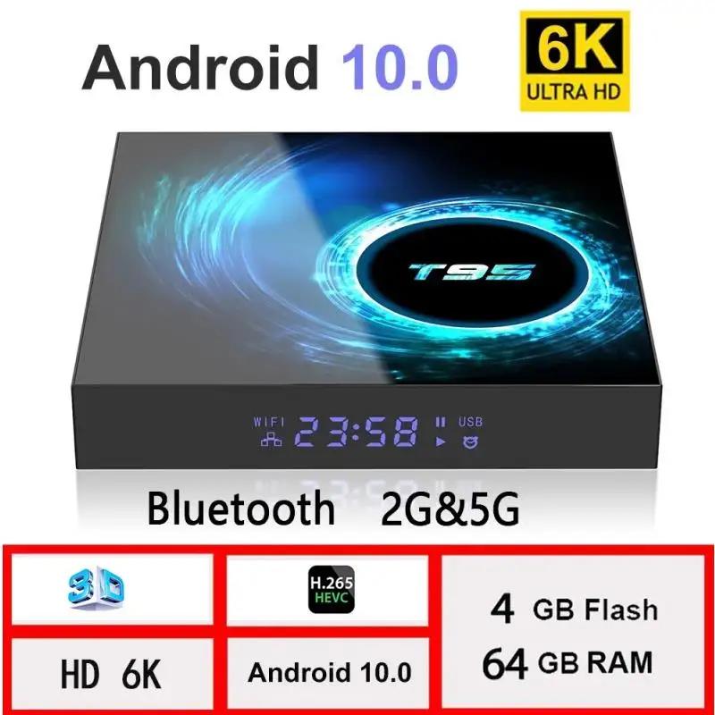 T95 Ʈ TV ڽ, ȵ̵ 10, 6K HD  ,    Ƽ̵, PK X96 ÷, 128GB, 4G, 5G , bt 5.0 TV ڽ
